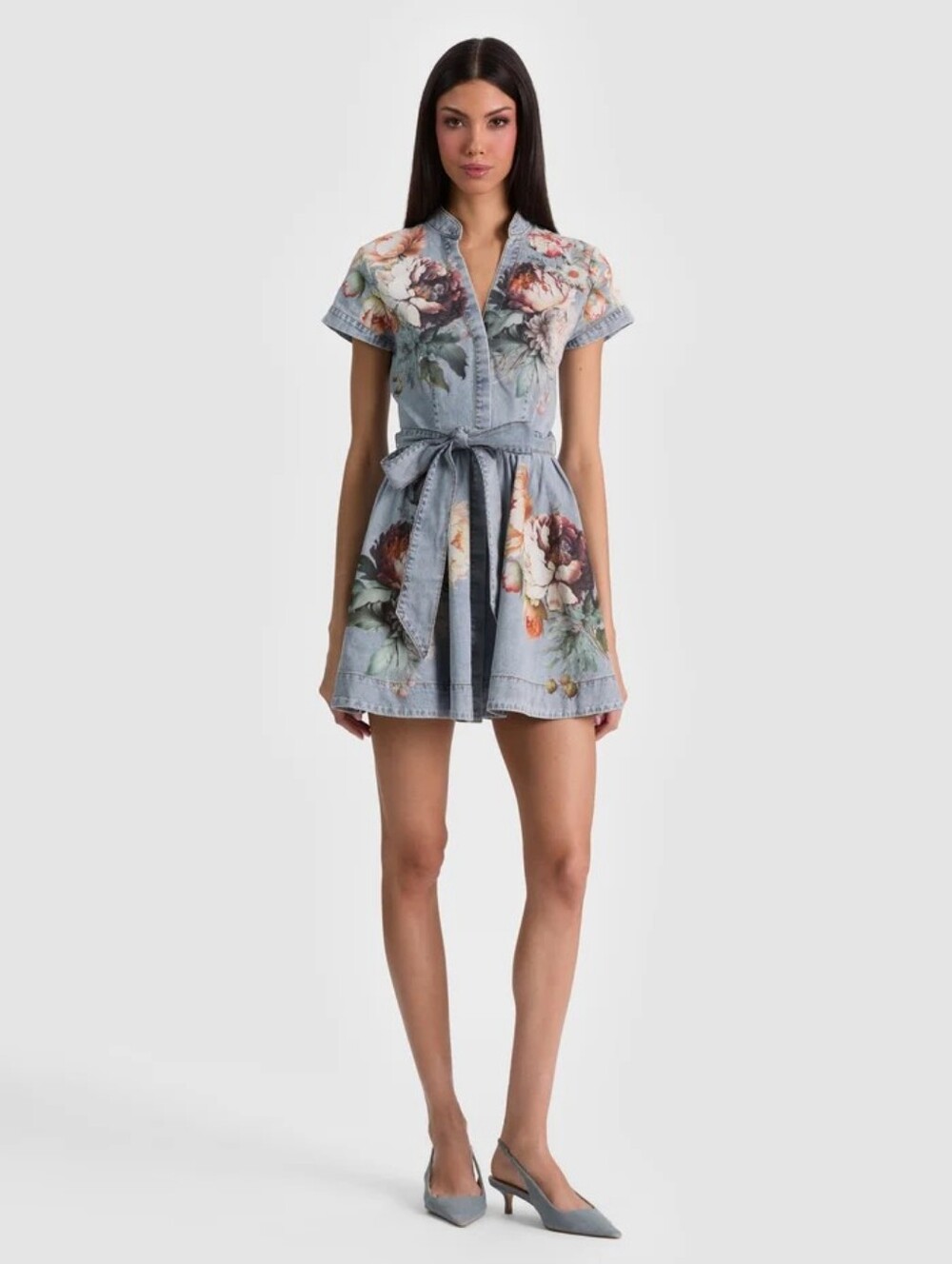 Alice + Olivia LUCY MINI DENIM SHIRT DRESS - Picture 1 of 16
